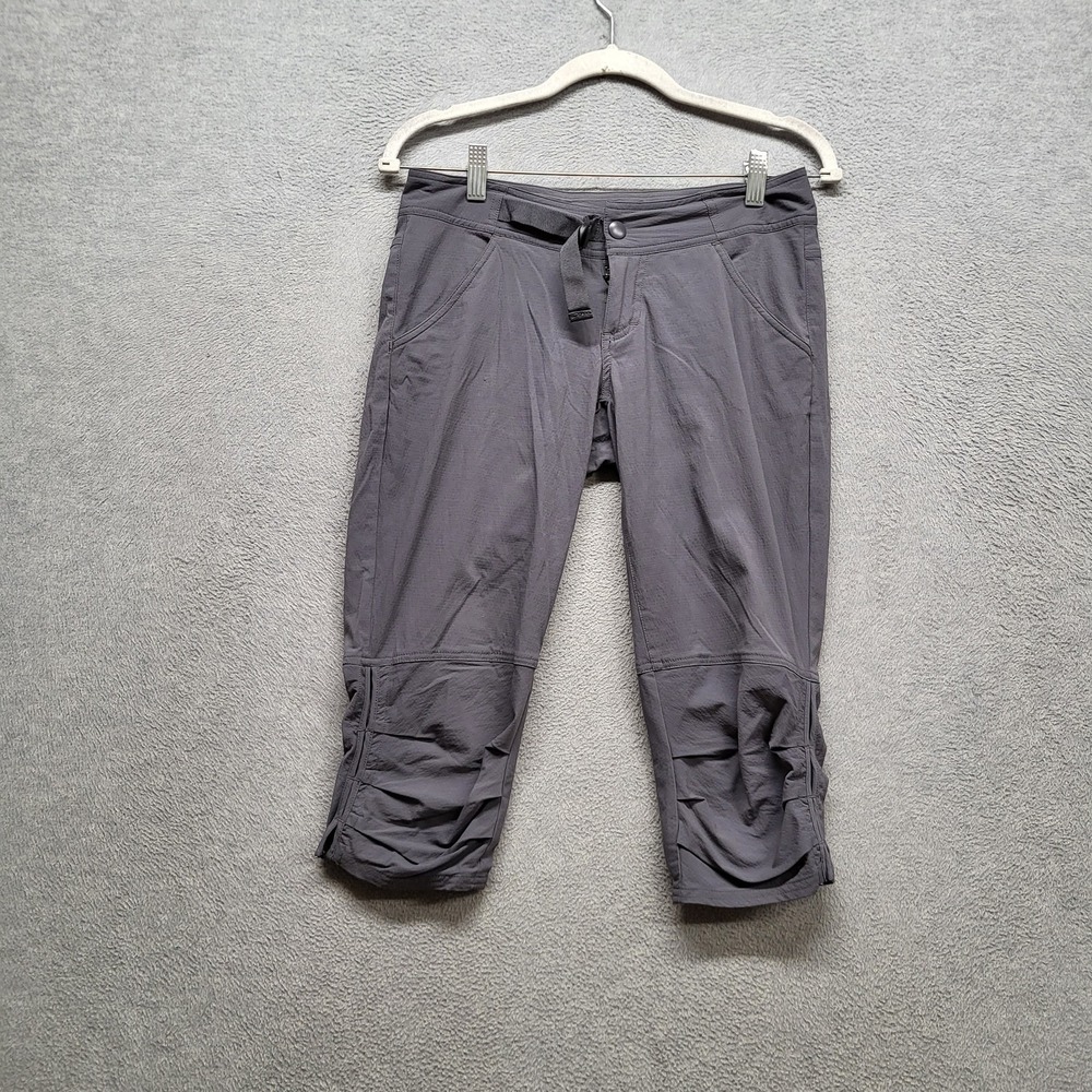 Prana Women Activewear Pants 0 Gray Nylon Spandex Jasmine Kicker Capri Ripstop
